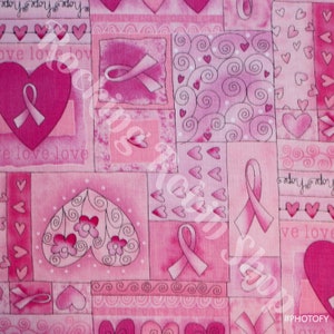 Pink Breast Cancer Awareness Hope Ribbons Fabric, Timeless Treasures, 100% Cotton, Quick Shipping, sold by theYARD, 1/4 & 1/2 YARDS
