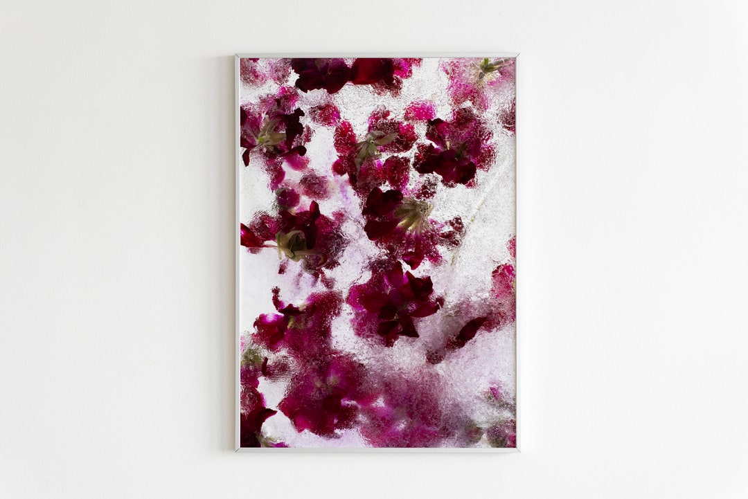 Iced Flowers Wall Art Floral Print Wall Decor Flower Etsy