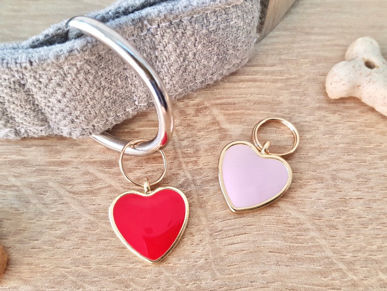 Love Heart Collar Charm | Heart Dog Accessory | Cat Valentines Day Charm | Love Heart Pet Jewellery | Girl Dog Charms image 1