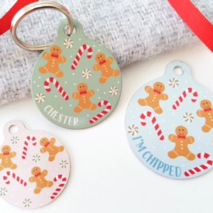 Christmas Treats Pet ID Tag | Gingerbread Man Dog Tag | Candy Cane Pet ID | Custom Cat Christmas Tag | Christmas Dog Products