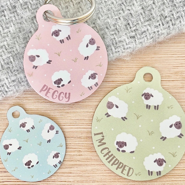 Sheep Pet ID Tag | Sheep Tag for Dogs | Spring Lamb Dog ID Tags | Pastel Easter Cat Tag | Cute Farm Animals Pet Tag