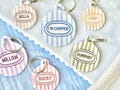 Pastel Striped Pet ID Tag | Cute Pastel Dog Name Tag | Custom Striped Cat Identification Charm