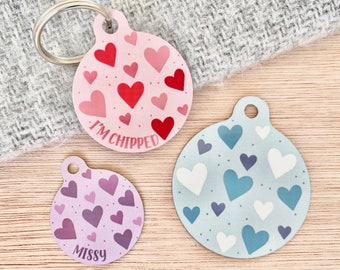 Love Heart Pet ID Tag | Valentines Dog Tag | Custom Valentine ID Tag | Colourful Heart Name Tag | Premium Personalised Dog Tags