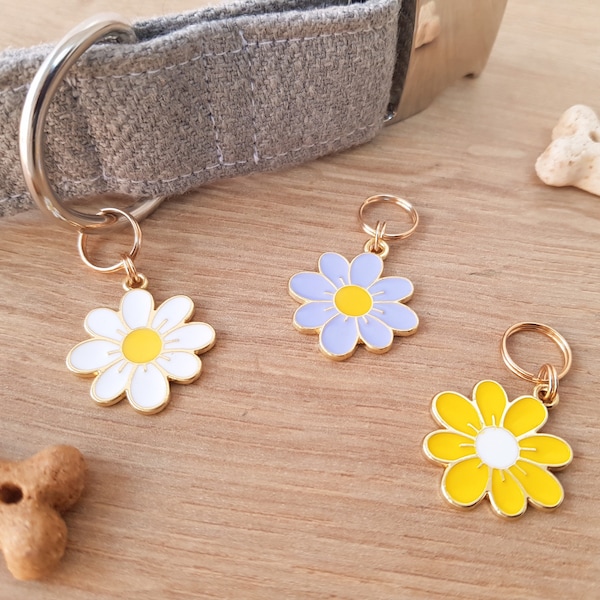 Encanto del collar de flores / Accesorios de etiqueta de perro de flores / Accesorio de collar de mascota Daisy / Complemento de collar de flores de verano / Decoración bonita del collar del gato