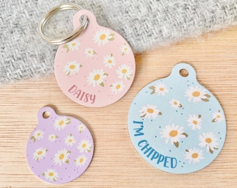 Daisy Pet ID Tag | Flower Tag for Cats | Pastel Daisy Dog Tag | Name Tag for Girl Dogs | Personalised Floral Pet ID | Daisy Flower Cat ID