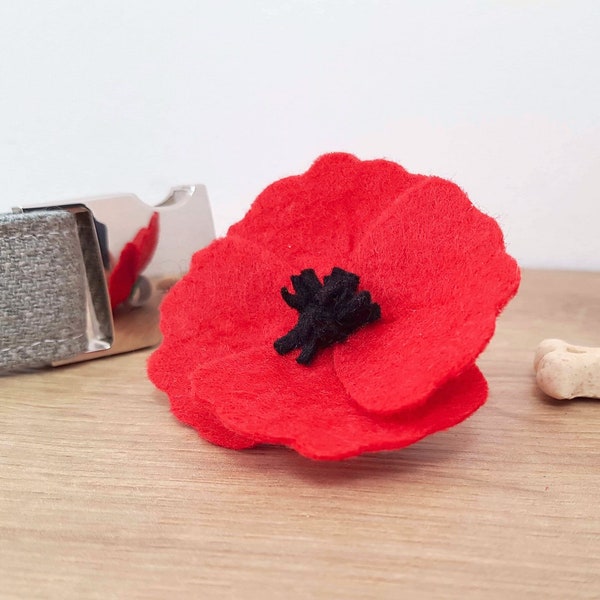 Accessoire pour collier coquelicot | Fleur pour collier de chien coquelicot | Fleur pour chien | Fleur pour animal de compagnie | Fleur à col rouge | Décoration de col coquelicot