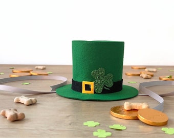 Cappello a cilindro di San Patrizio per animali domestici / Cappello a cilindro irlandese per cani / Cappello a trifoglio per gatti / Travestimento di San Patrizio per animali domestici / Accessori per il giorno di San Patrizio per cani