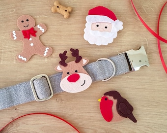 Christmas Dog Collar Accessories | Rudolf Pet Collar Accessory | Santa Claus Dog Collar Add-On | Robin Collar Slider| Dog Christmas Presents