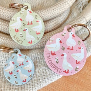 Médaille d'identification d'oie pour animal de compagnie | Médaille personnalisée pour animal de compagnie en forme de canard blanc | Médaille Oies mignonnes pour chien
