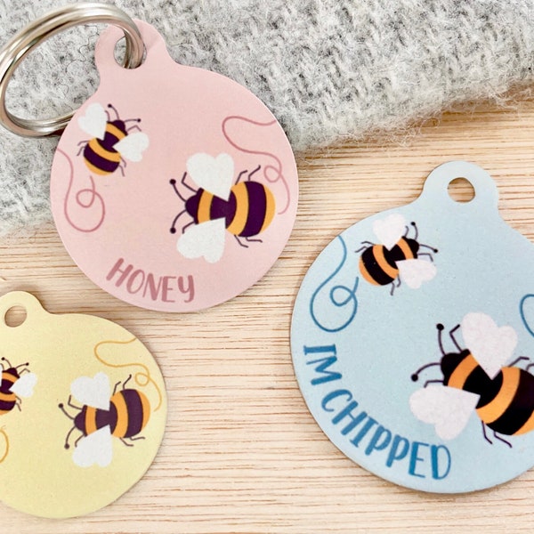 Bumble Bee Pet ID Tag | Bee Dog ID | Cute Busy Bee Dog ID Tags | Colourful Cat Name Tag | Long Lasting Pet IDs