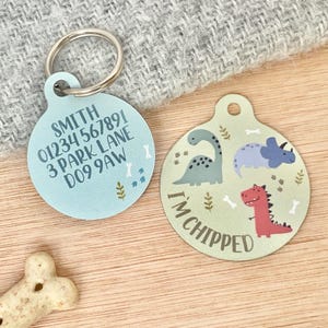 Targhetta identificativa per animali domestici a forma di dinosauro / Targhetta identificativa personalizzata per cani a forma di dinosauro / Targhetta per gatti maschi / Accessori per cani a forma di dinosauro immagine 2