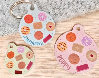 Biscuit Pet ID Tag | Biscuits Dog Tag | Food Dog ID Tag | Cookie Tag for Pets | Custom Cookie Tag for Cats | Food Accessories for Dogs