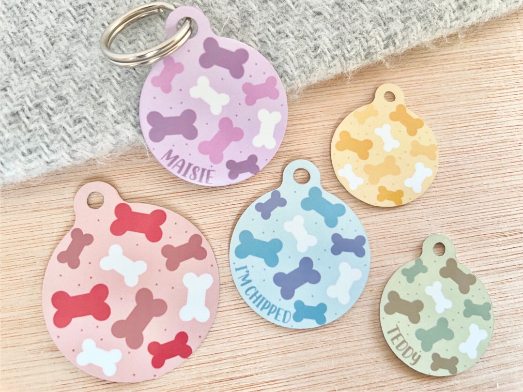 Bone Pet ID Tag | Dog ID Tag With Bones | Custom Dog Tags | Colourful ...