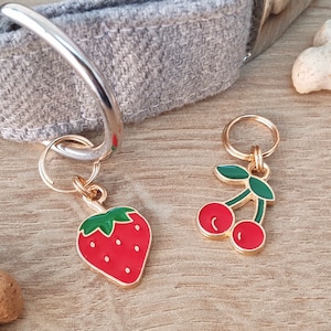Berry Collar Charms | Summer Dog Collar Accessories | Strawberry Cat Collar Jewellery | Cherry Dog Charm | Fruit Dog Collar Decoration