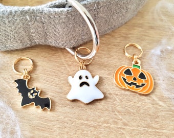 Halloween Collar Charm | Halloween Dog Tag Accessories | Spooky Ghost Pet Collar Decoration | Autumn Bat Collar Add-on | Pumpkin Cat Charm