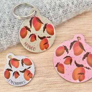 Médaille d'identification pour animal de compagnie en mangue | Médaille pour chien à la mangue et aux fruits | Médaille d'identification Fruit Dog | Médaille à la mangue pour animaux de compagnie | Médaille d'été personnalisée pour chats | Accessoires de nourriture pour chiens