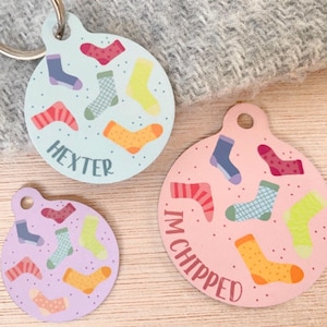 Sock Thief Pet ID Tag | Funny Dog Tag | Personalised Socks Pet Name Tag | Unique Cat ID Tag | Custom Sock Dog Tag