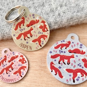 Médaille d'identification pour animal de compagnie Fox | Médaille d'identification pour chien renard des bois | Médaillon mignon avec nom d'animal pour animaux de compagnie | Médaille d'identification pour chien | Porte-nom Renard roux | Médaille Leicester Fox pour chat