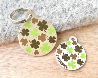 Four Leaf Clover Pet ID Tag | Lucky Clover Dog Tags | St Patrick’s Day Dog Name Tag | Irish Pet Accessories | St Patrick’s Cat Tag