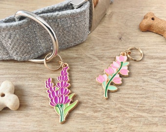 Wildflower Collar Charm | Flower Dog Tag Accessories | Lavender Pet Collar Accessory | Summer Flower Collar Add-on