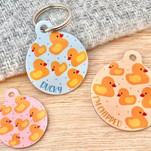Médaille d'identification en caoutchouc pour animal de compagnie en forme de canard | Médaillon de canard pour chiens | Médaillons d'identification jaune Ducky pour chat | Médaille en caoutchouc personnalisée pour petites filles | ID d'animal de compagnie