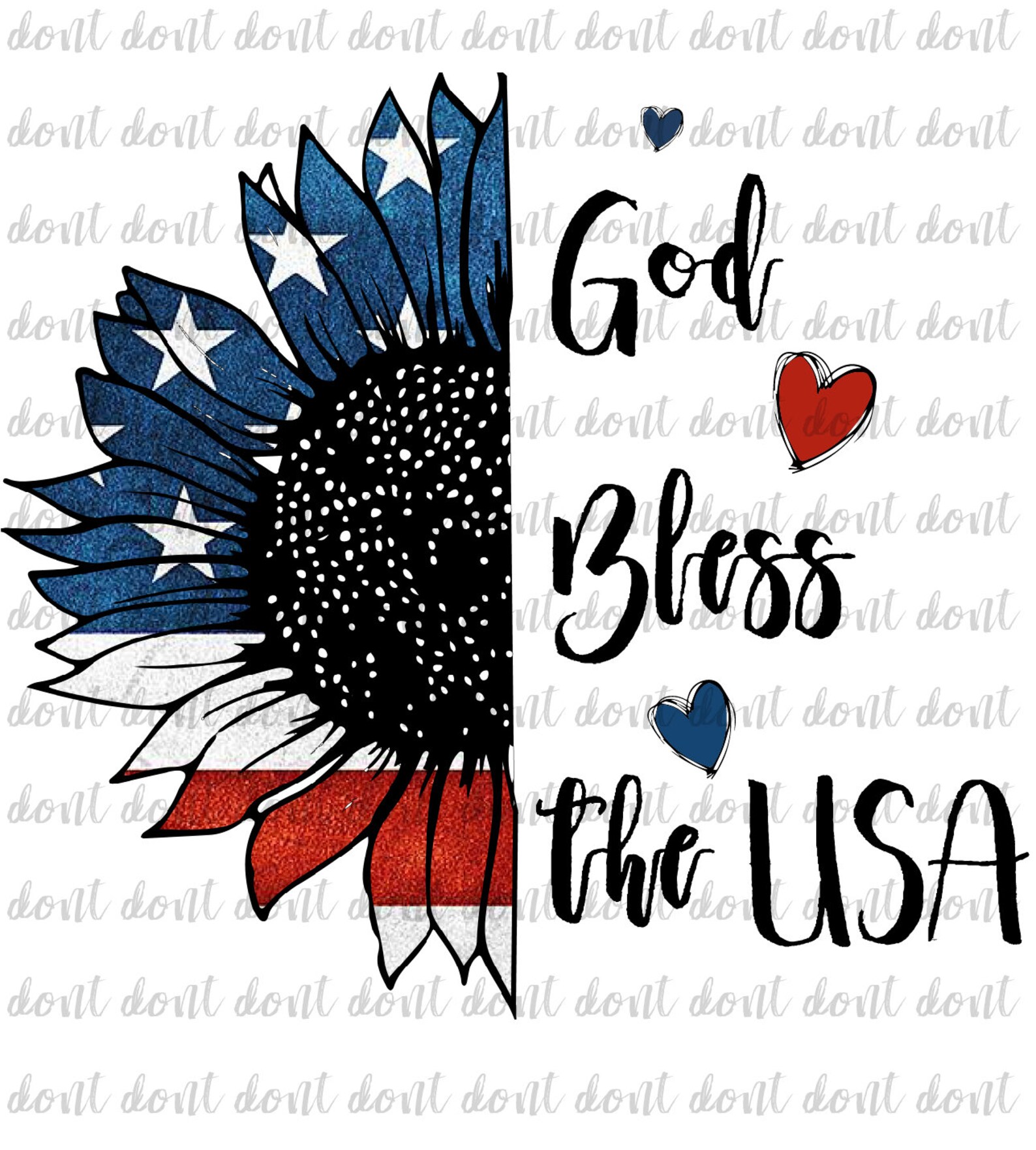 Patriotic sunflower png God Bless the USA sunflower image 0.