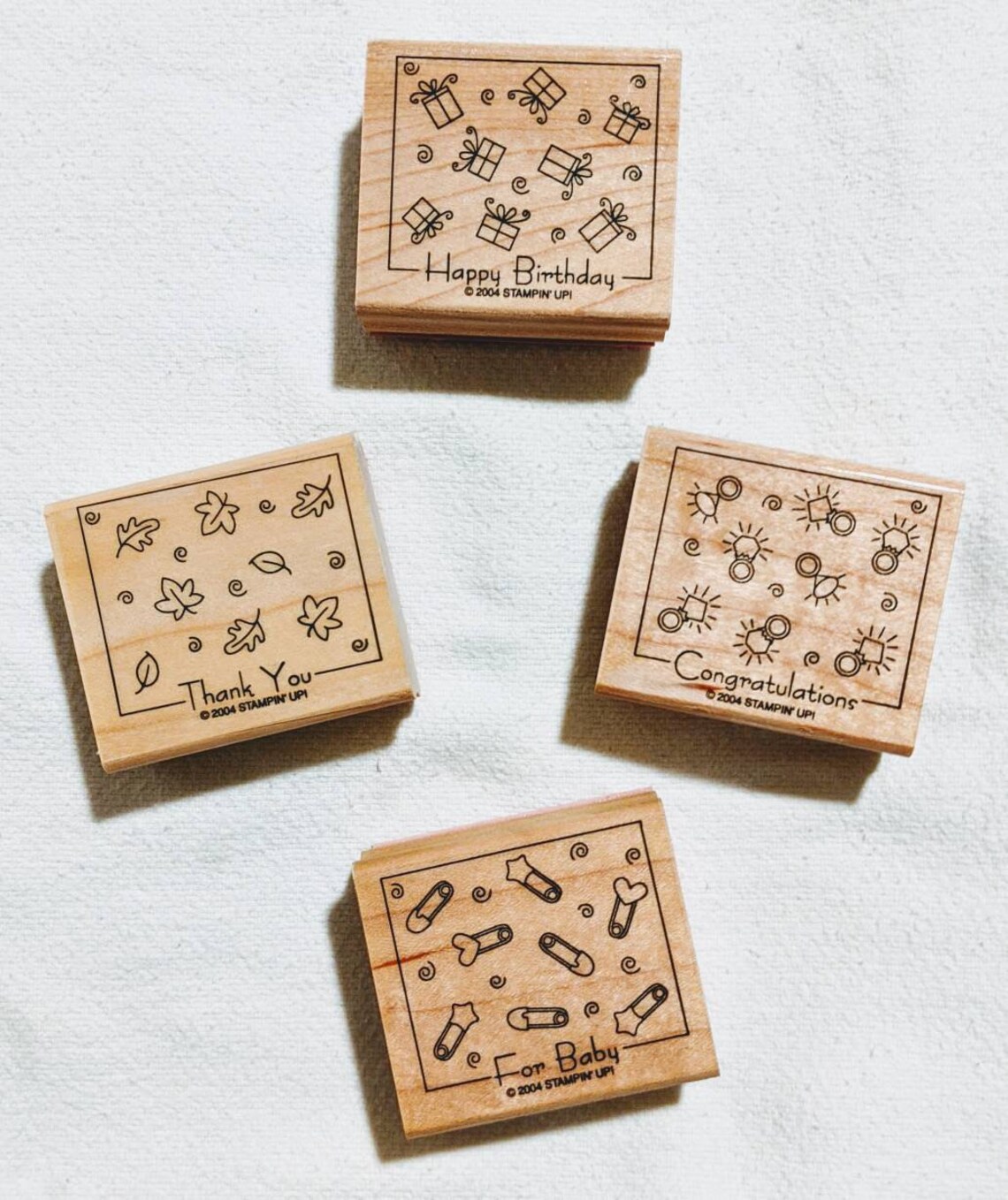 Set of 4 Adorable Wooden Block Stamps Etsy