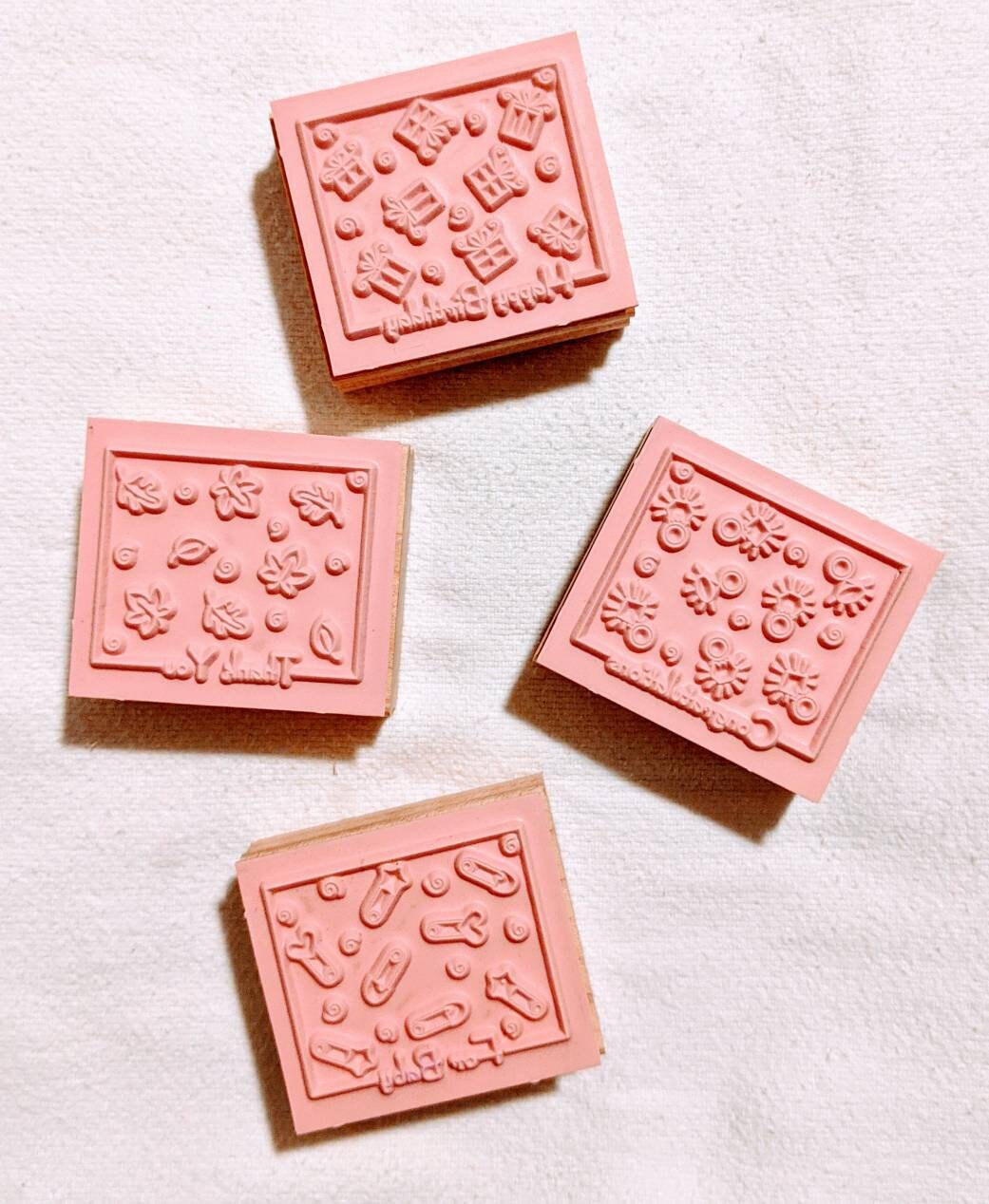 Set of 4 Adorable Wooden Block Stamps Etsy