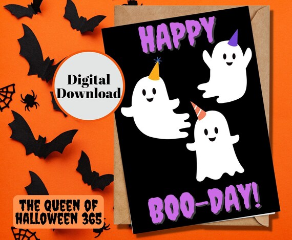 Printable Halloween Birthday Card Happy Boo-day Ghost | Etsy