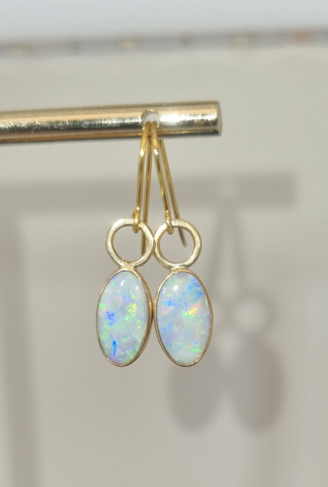 Gold Opal Earrings Hand Made Real Australian Opal - Etsy