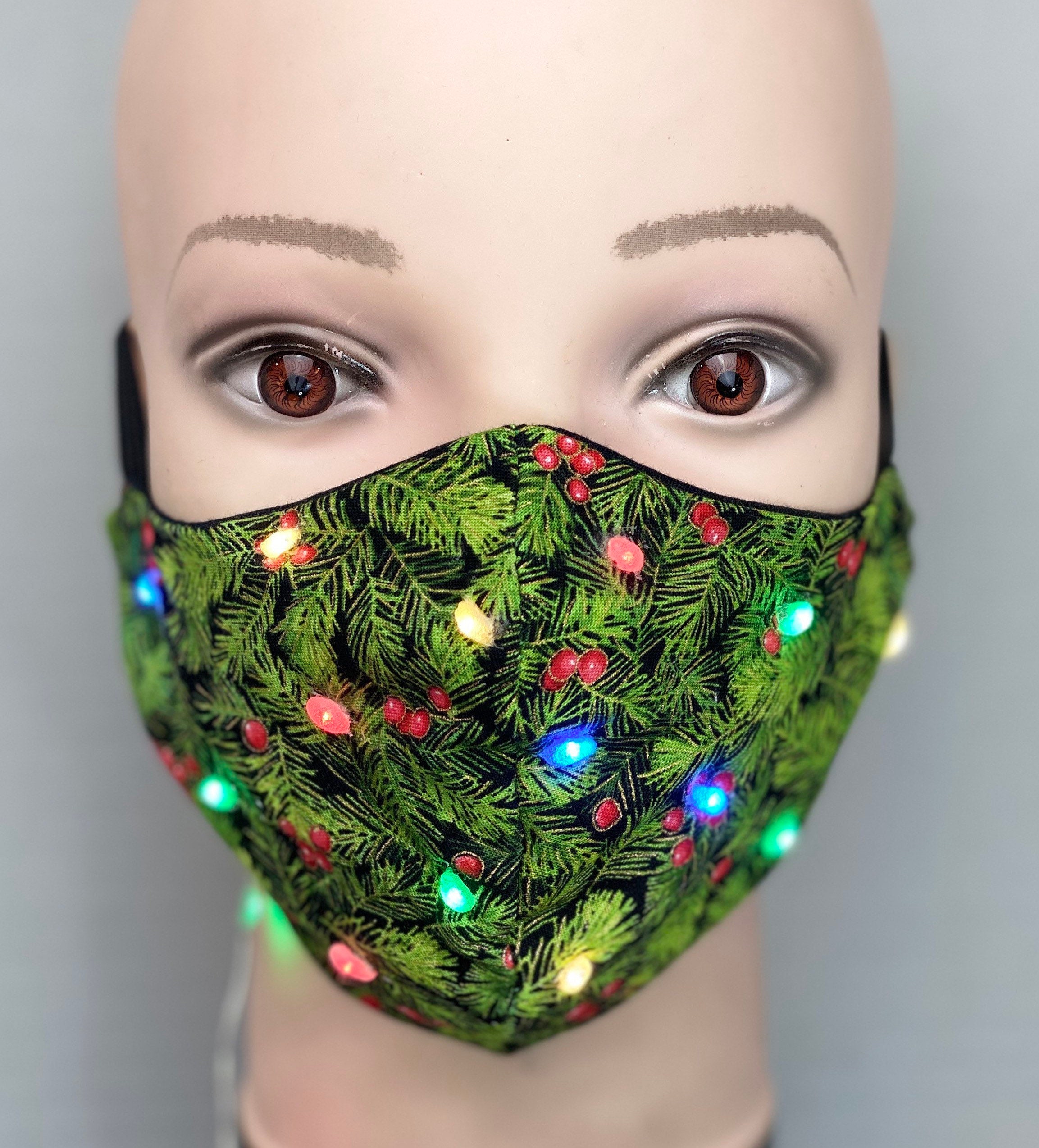 Blinking Multicolor LED Lightup Christmas Tree Face Mask Etsy