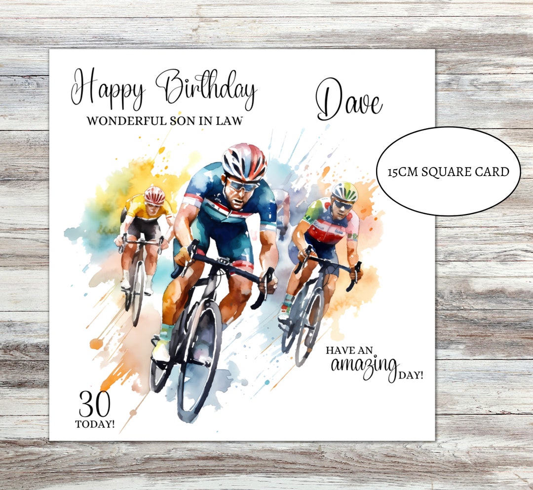 Cyclist Birthday Card Personalised For Bicycle Birthday Card Bike 