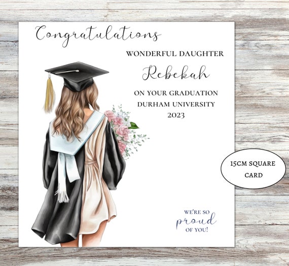 Congratulations on your graduation card for her girls personalised graduation card, well done daughter graduating granddaughter