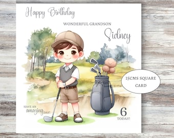 Personalised golf birthday card for grandson, for nephew, for son golfing card for brother for any age golfer birthday card