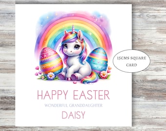 Easter card for daughter, granddaughter, for niece, Easter card for children Easter cute easter unicorns personalised card Easter unicorn