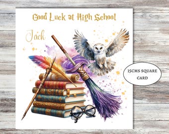 Back to school card Good luck at your new school Secondary, High, Wizard school