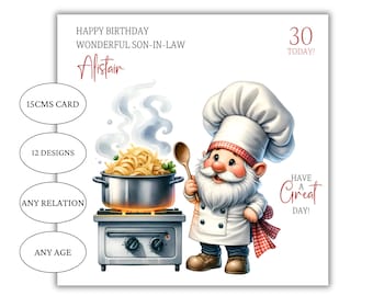 Birthday Card for a chef, cook, personalised for grandson, nephew, son, brother, husband