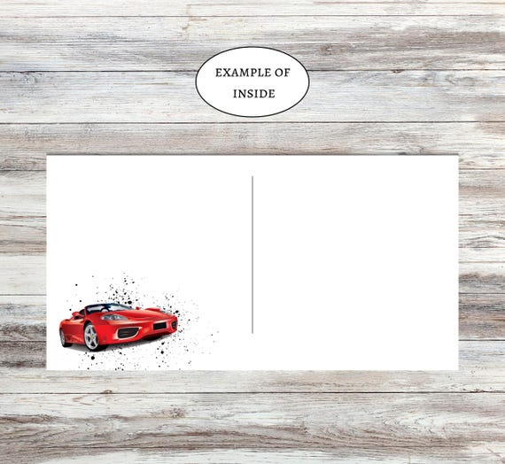 Red Sports Car Birthday Card For Grandson - Blank Inside For Personal Messages