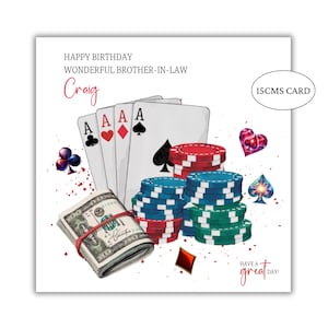 Poker Birthday Card poker player gift wallet for husband, grandad, brother, son in law, grandson nephew playing poker money envelope any age Birthday card