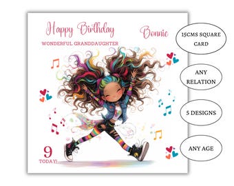 Birthday card for dancer street dance, hip hop niece, daughter, granddaughter-goddaughter friend-personalised for any age