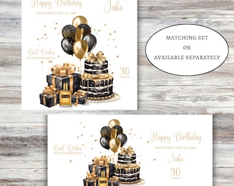 Black and gold birthday gifts birthday card gift wallet money wallet for son for nephew dad for grandson great nephew husband 18th any age.
