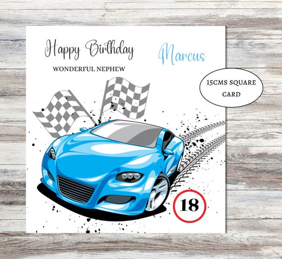Red Sports Car Birthday Card For Grandson - Blank Inside For Personal Messages
