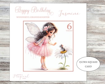 Fairy Birthday card personalised for daughter, niece, great-granddaughter, friend, granddaughter any age