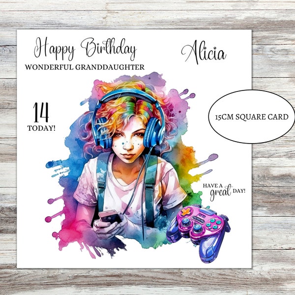 Teenage girl gamer teenager birthday card for gamer for niece-granddaughter-friend-sister-daughter gaming birthday card 13th 14 15 16 17th