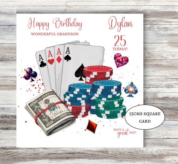 Poker Birthday Card poker player gift wallet for husband, grandad, brother, son in law, grandson nephew playing poker money envelope any age
