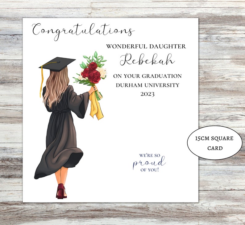 Congratulations on your graduation card for her girls personalised graduation card, well done daughter graduating granddaughter Light
