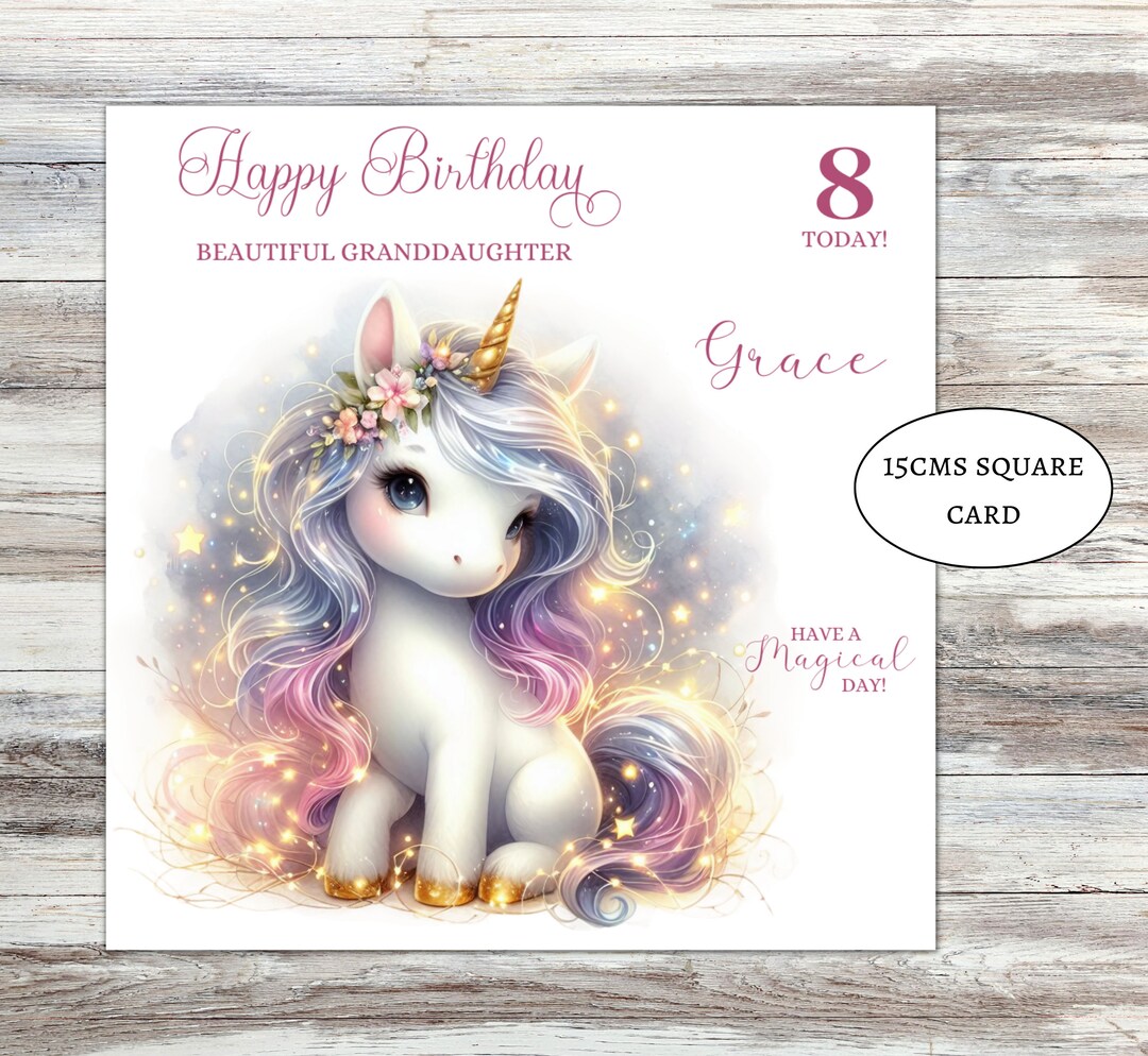 Unicorn Birthday Card for Granddaughter, Niece, Great