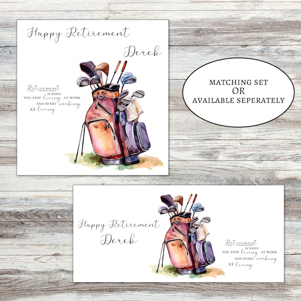 Personalised retirement card for golfer-congratulations on your retirement-good luck-golf retirement-enjoy your retirement playing golf