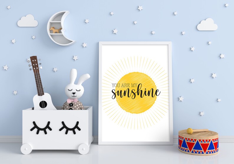 Kids Room wall art print You are my Sunshine Nursery Room Decor