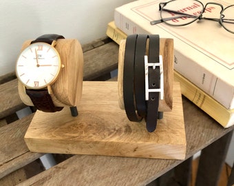 Watch holder watch support watch display stand in solid oak aesthetic and practical bracelet watch box